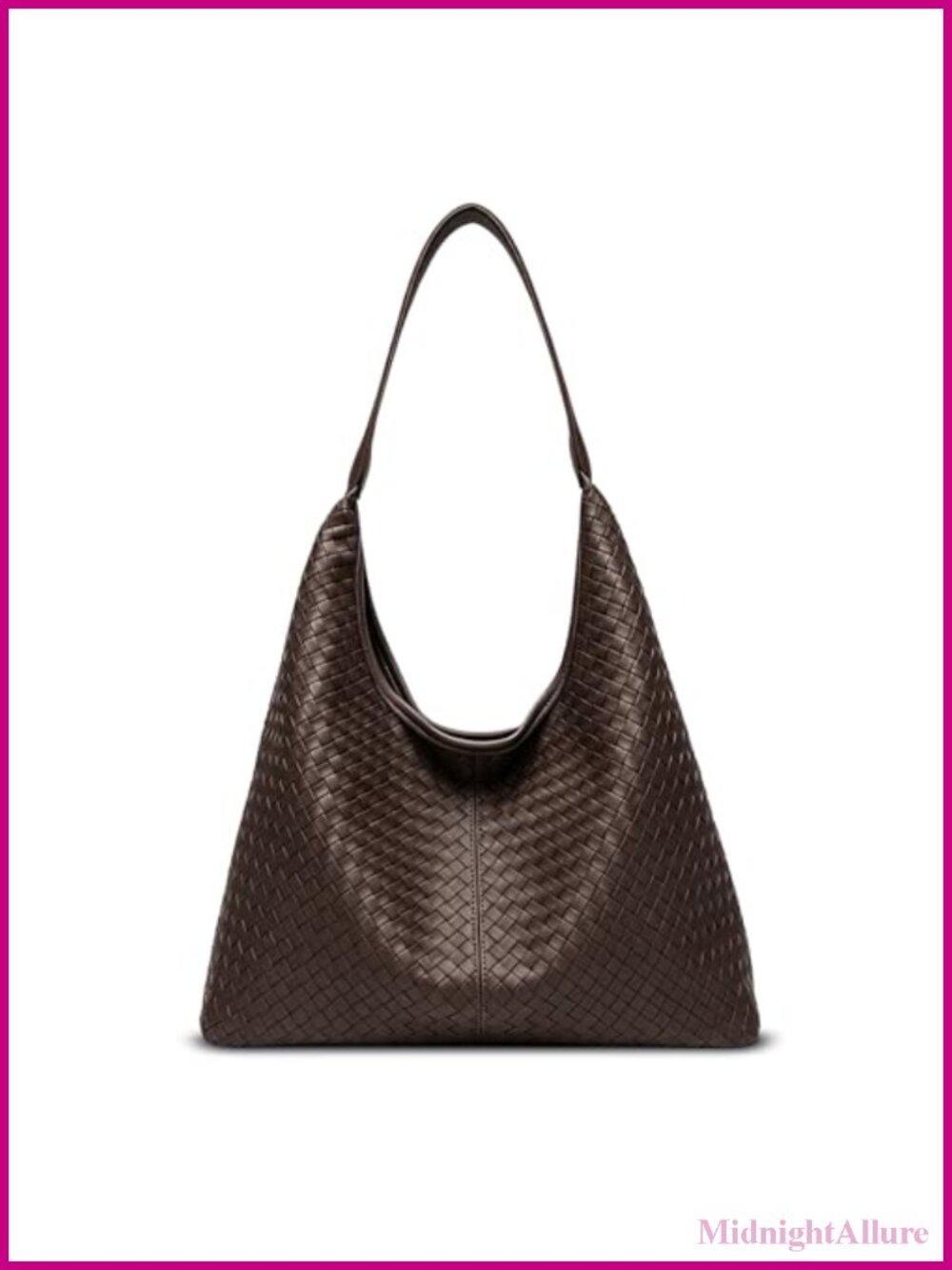 Large Woven Vegan Leather Hobo Tote Bag Slouchy Shoulder Purse